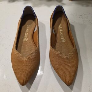 Rothy's Tan Flats with Blue Accents